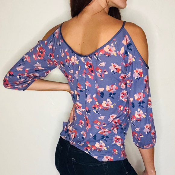 Lauren Conrad Purple Blouse Cutout Shoulders - Picture 2 of 7